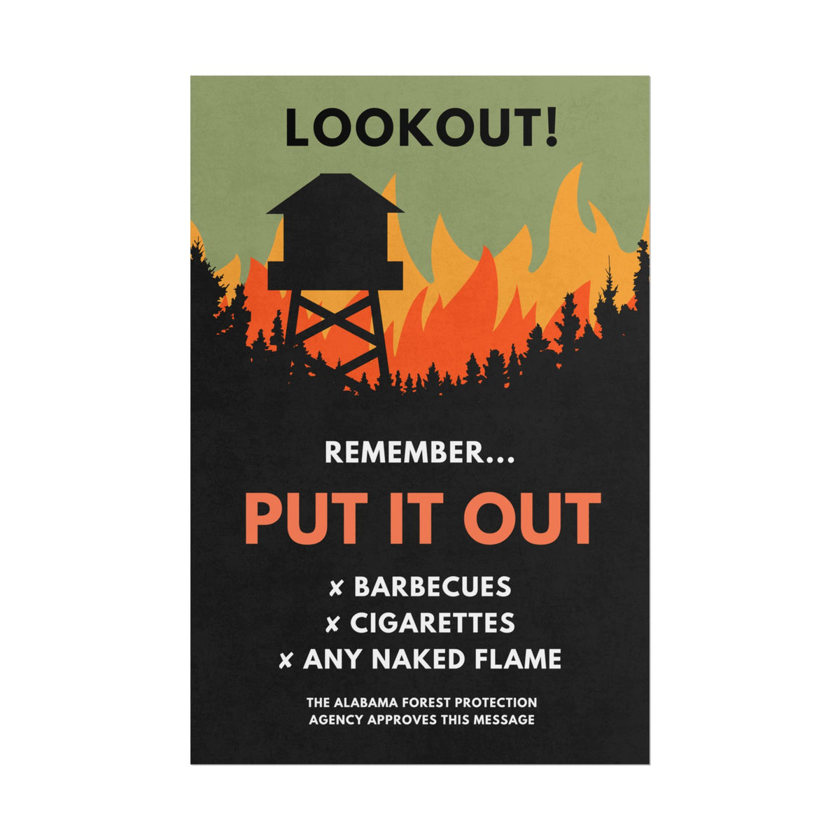 Put It Out Forest Fire Safety A3 Print
