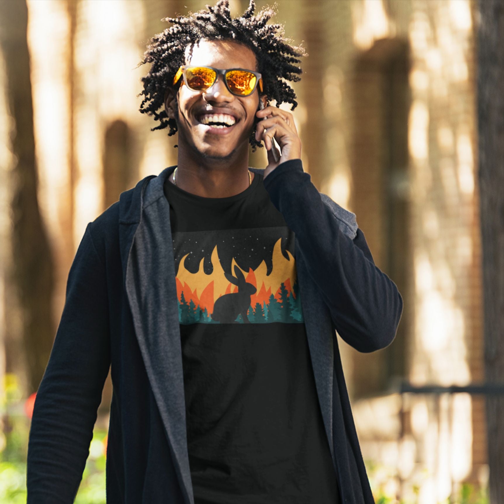 Bunny in the Burning Woods Unisex T-Shirt UK